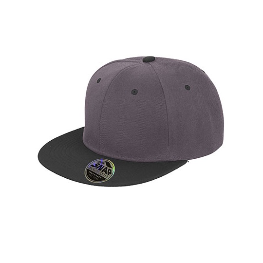 Czapka 6-panelowa Poliakrylowy Twill Snapback RH82 - Heather Grey & Black