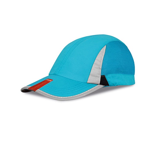 Czapka Sportowa Poliester Odblaskowa RH86 - Aqua & Black