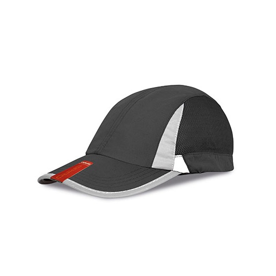 Czapka Sportowa Poliester Odblaskowa RH86 - Black & White