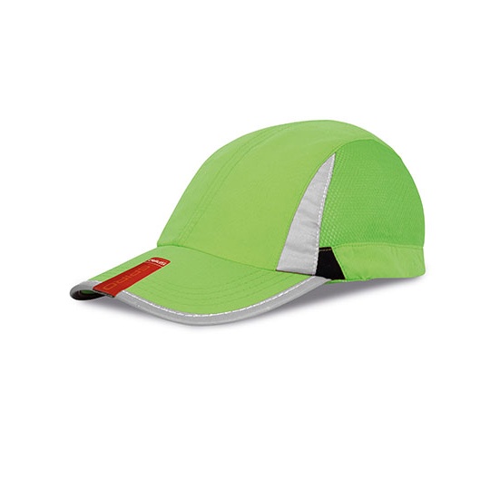 Czapka Sportowa Poliester Odblaskowa RH86 - Lime & Black