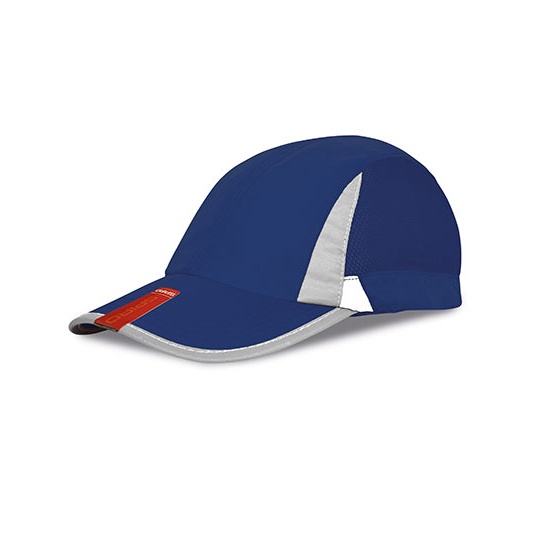 Czapka Sportowa Poliester Odblaskowa RH86 - Navy & White
