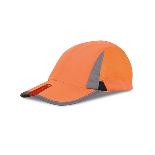 Czapka Sportowa Poliester Odblaskowa RH86 - Orange & Black
