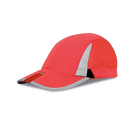 Czapka Sportowa Poliester Odblaskowa RH86 - Red & Black