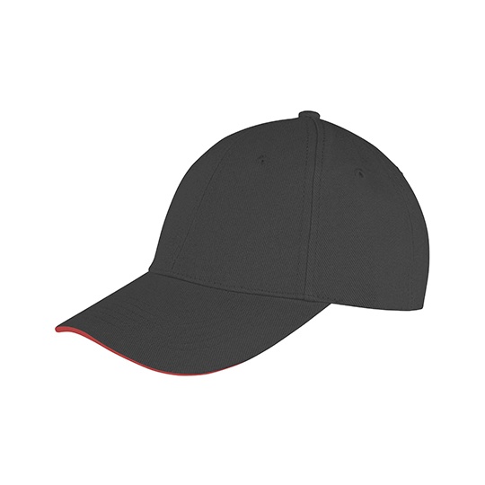 Czapka 6 Panelowa Bawelniana Niski Profil RH91 - Black & Red