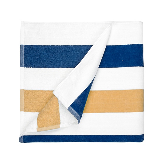 Recznik Plazowy Paski Bawelniany TH1090 - Navy Blue & Gold
