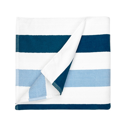 Recznik Plazowy Paski Bawelniany TH1090 - Navy Blue & Light Blue
