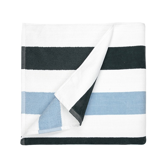 Recznik Plazowy Paski Bawelniany TH1090 - Anthracite & Light Blue