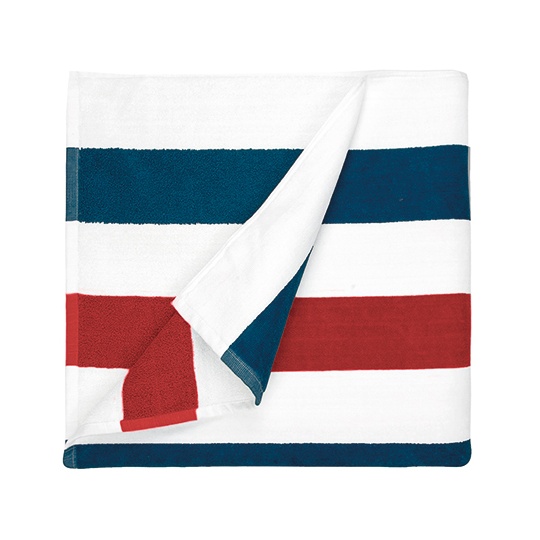 Recznik Plazowy Paski Bawelniany TH1090 - Navy Blue & Red