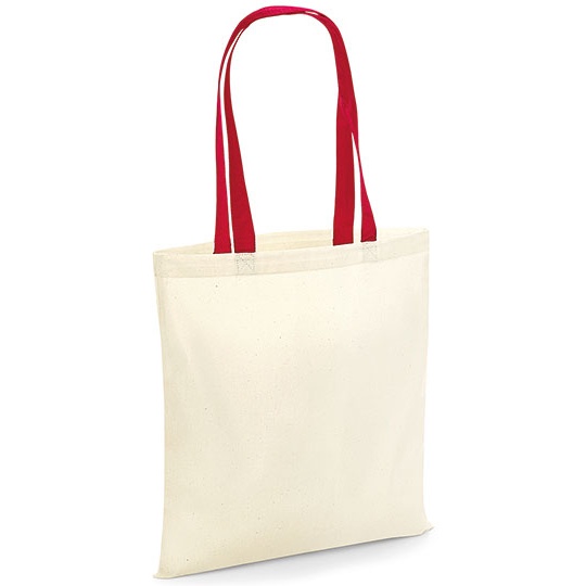 Torba Bawelniana Kontrastowe Uchwyty WM101C - Natural & Classic Red