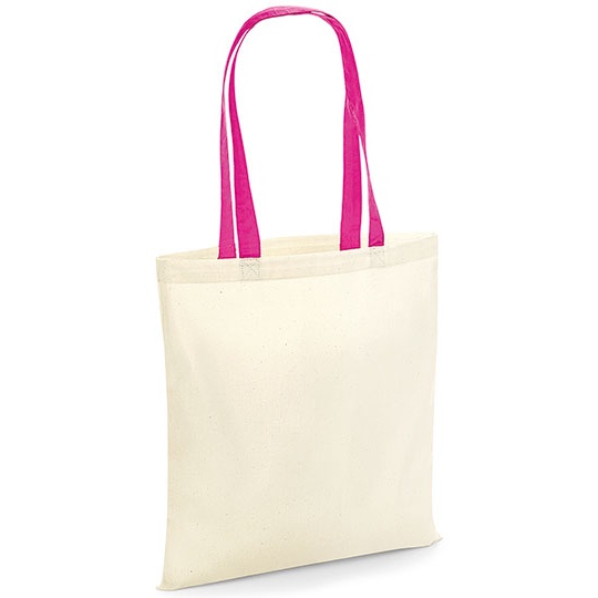Torba Bawelniana Kontrastowe Uchwyty WM101C - Natural & Fuchsia
