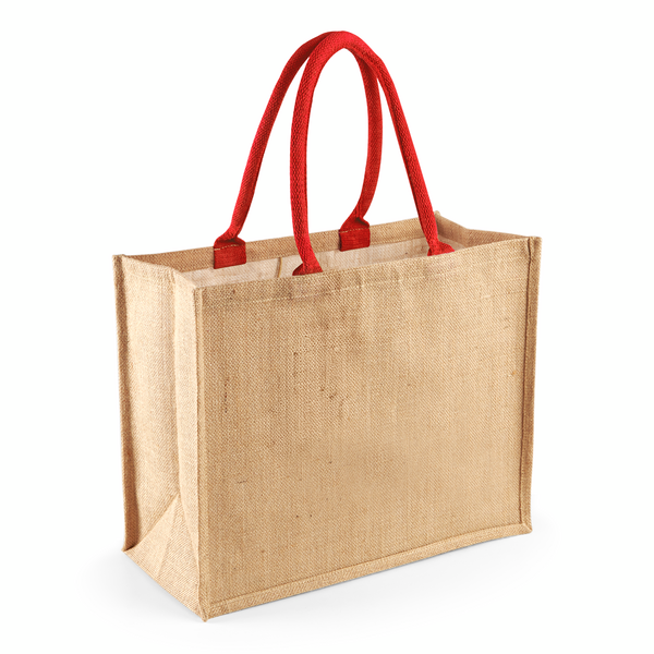 Torba Jutowa Laminowana WM407 - Natural & Bright Red