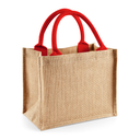 Torba Prezentowa Mini Juta Laminowana WM412 - Natural & Bright Red
