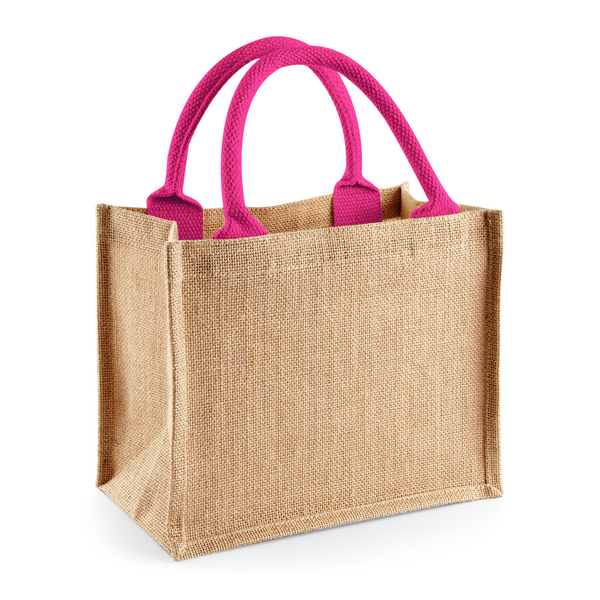 Torba Prezentowa Mini Juta Laminowana WM412 - Natural & Fuchsia