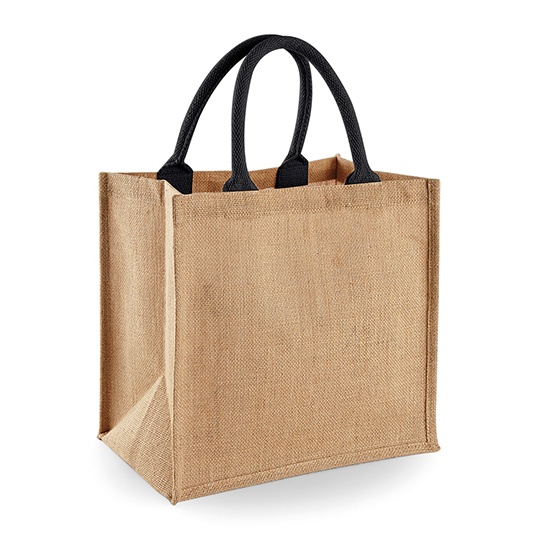 Torba Midi Jutowa Laminowana WM413 - Natural & Black