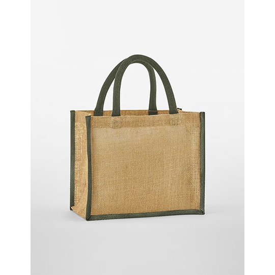 Torba Midi Juta Bawelniane Uchwyty WM473 - Natural & Olive Green