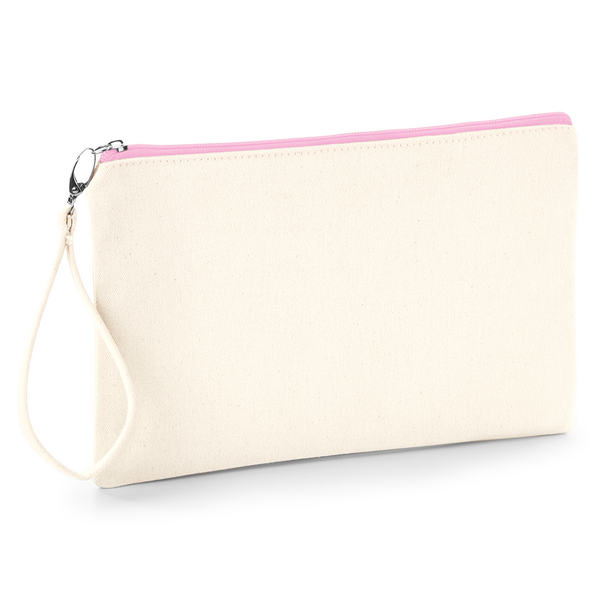 Bawełniana kosmetyczka na nadgarstek WM520 - Natural & Pink