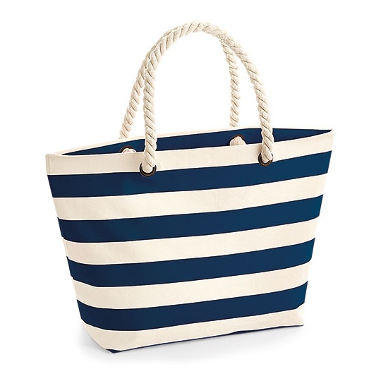 Torba Plazowa Bawelniana Plocienna WM680 - Natural & Navy