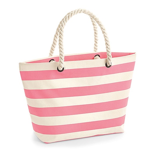 Torba Plazowa Bawelniana Plocienna WM680 - Natural & Pink
