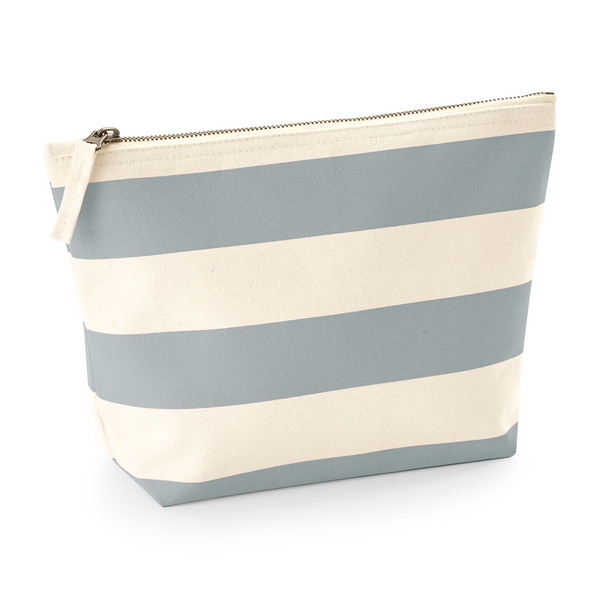 Torba Kosmetyczka Bawelniana Plocienna w Paski WM684 - Natural & Grey