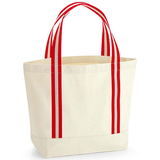 Torba Plocienna Bawelna Ekologiczna WM690 - Natural & Classic Red