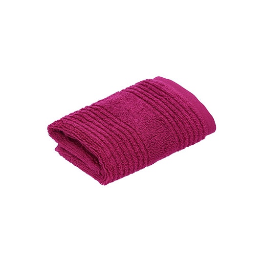Ręcznik do twarzy w paski bawełniany XF360S - Cranberry