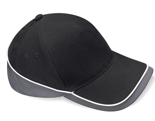 Czapka Pieciopanelowa Bawelniana Twill CB171 - Black & Graphite Grey & White