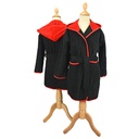 Szlafrok Dzieciecy Frotte z Kapturem Bawelniany AR021 - Black & Fire Red