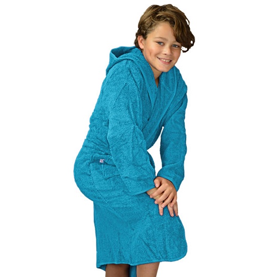 Szlafrok Dziecięcy Frotte z Kapturem Bawełniany AR021 - Deep Blue & Deep Blue