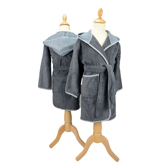 Szlafrok Dzieciecy Frotte z Kapturem Bawelniany AR021 - Graphite & Anthracite Grey
