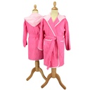 Szlafrok Dzieciecy Frotte z Kapturem Bawelniany AR021 - Pink & Light Pink