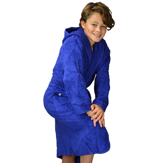Szlafrok Dzieciecy Frotte z Kapturem Bawelniany AR021 - True Blue & True Blue