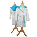 Szlafrok Dzieciecy Frotte z Kapturem Bawelniany AR021 - White & Aqua Blue