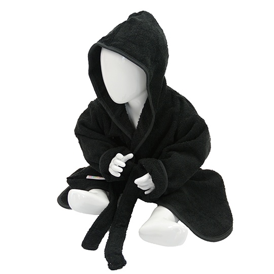 Szlafrok Frotte Z Kapturem AR022 - Black & Black