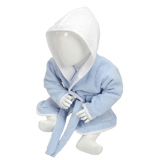 Szlafrok Frotte Z Kapturem AR022 - Light Blue & White