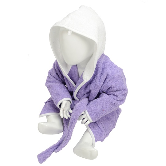 Szlafrok Frotte Z Kapturem AR022 - Light Purple & White