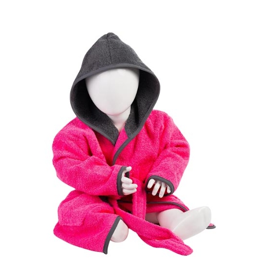 Szlafrok Frotte Z Kapturem AR022 - Pink & Graphite