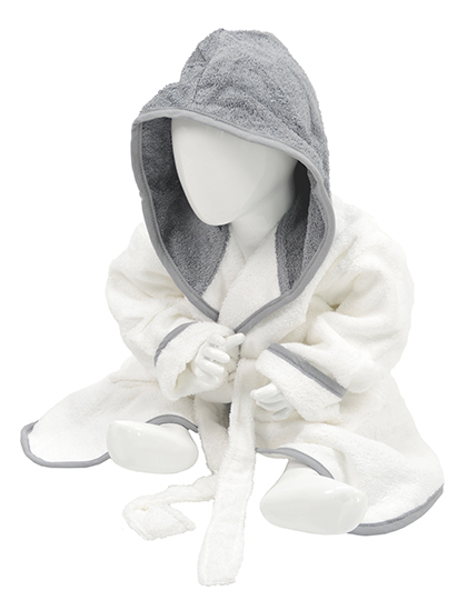 Szlafrok Frotte Z Kapturem AR022 - White & Anthracite Grey