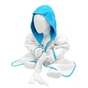 Szlafrok Frotte Z Kapturem AR022 - White & Aqua Blue