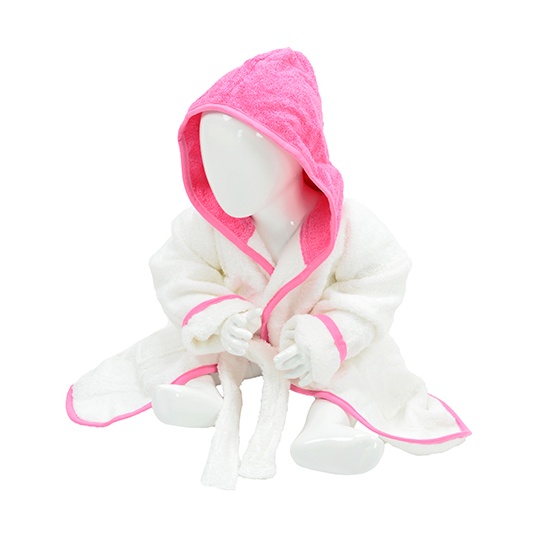 Szlafrok frotte z kapturem AR022 - White & Pink