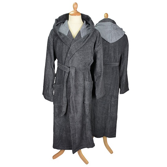 Szlafrok z Kapturem Bawelniany Frota AR026 - Graphite & Anthracite Grey