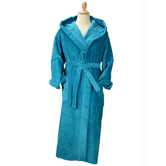 Szlafrok z kapturem welurowy AR029 - Deep Blue