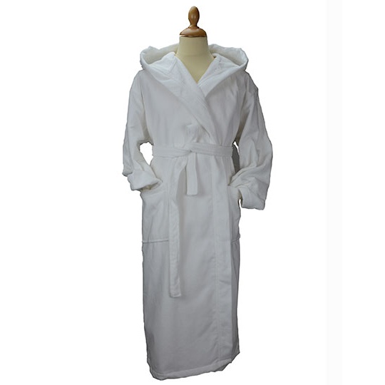 Szlafrok z kapturem welurowy AR029 - True White