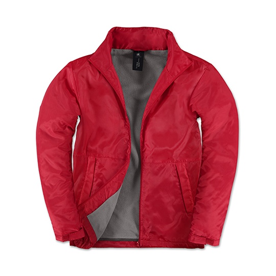 Kurtka Meska Wodoodporna z Kapturem BCJM825 - Red & Warm Grey
