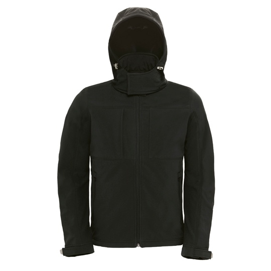 Kurtka Męska Softshell z Kapturem Wodoodporna BCJM950 - Black
