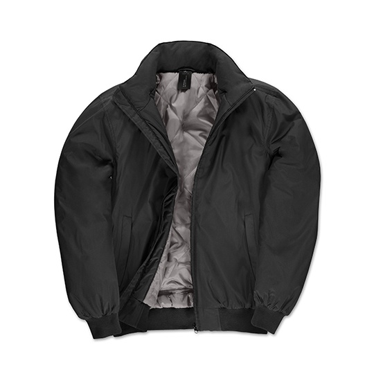 Kurtka Bomber Meska Wodoodporna Wiatroodporna Chowany Kaptur BCJM961 - Black & Warm Grey
