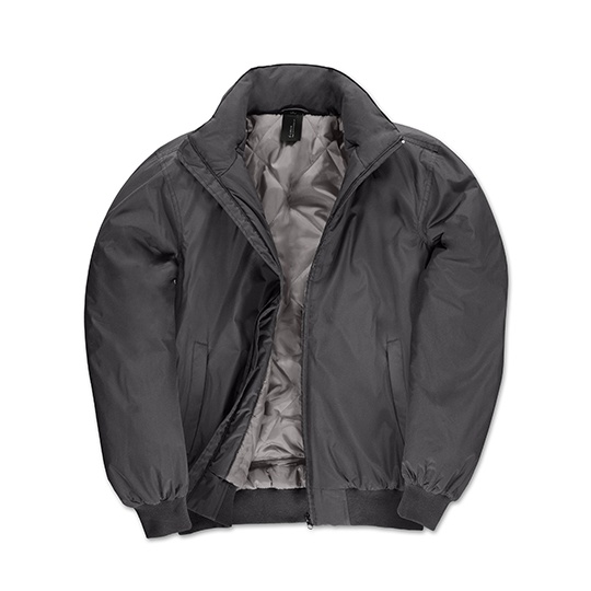 Męska Kurtka Bomber z Chowanym Kapturem BCJM961 - Dark Grey (Solid) & Warm Grey