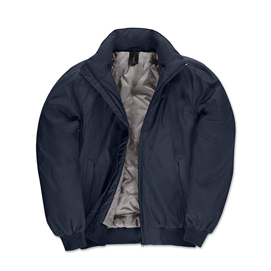 Kurtka Bomber Meska Wodoodporna Wiatroodporna Chowany Kaptur BCJM961 - Navy & Warm Grey