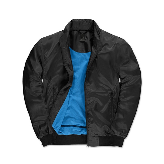 Kurtka męska bomber wodoodporna BCJM963 - Black & Cobalt Blue
