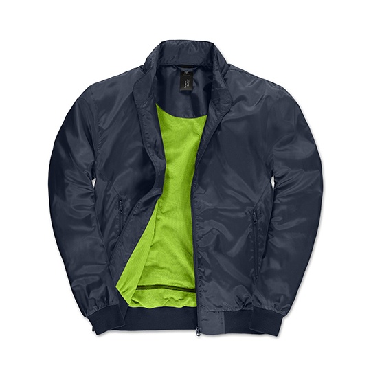 Kurtka Bomber Meska Wodoodporna Oddychajaca BCJM963 - Navy & Neon Green