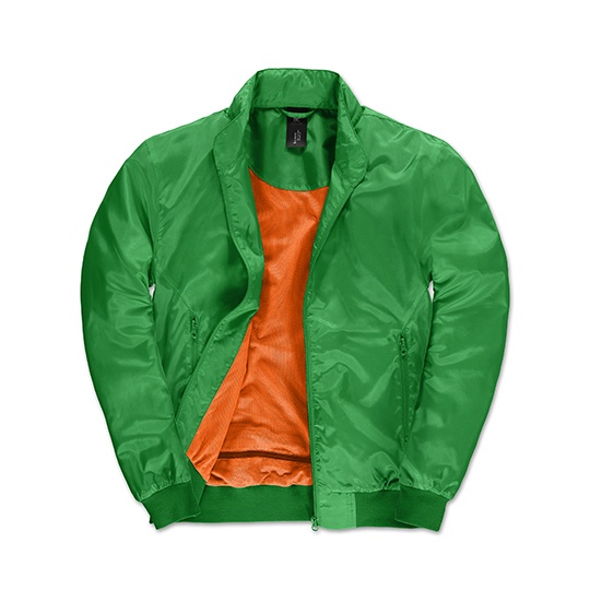 Kurtka Bomber Meska Wodoodporna Oddychajaca BCJM963 - Real Green & Neon Orange